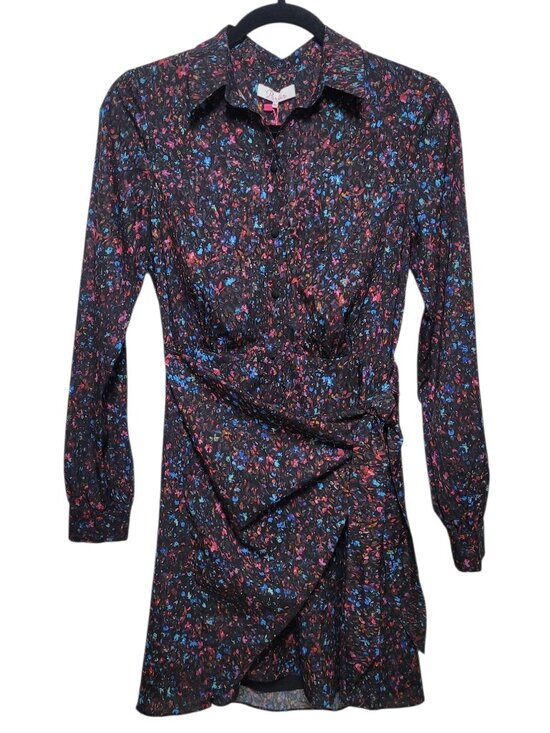 Parker Dresses & Skirts - Parker Mini Ditsy Floral Long Sleeve Wrap Shirt Dress Black Multi XS Whimsigoth